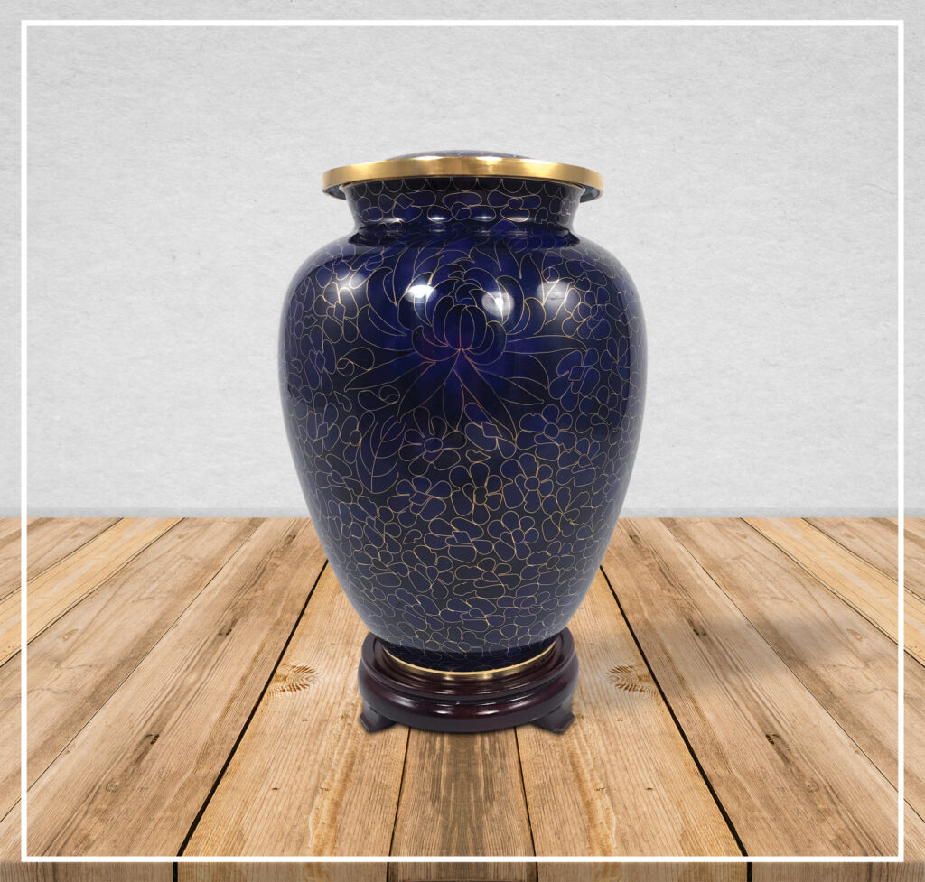 Cloisonne Full Capacity Urn- Indigo - Heartland Cremation & Burial Society