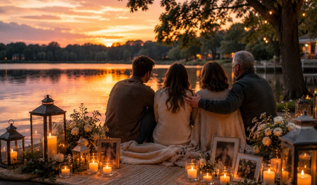 Peaceful lakeside memorial setting for cremation services in Overland Park, KS